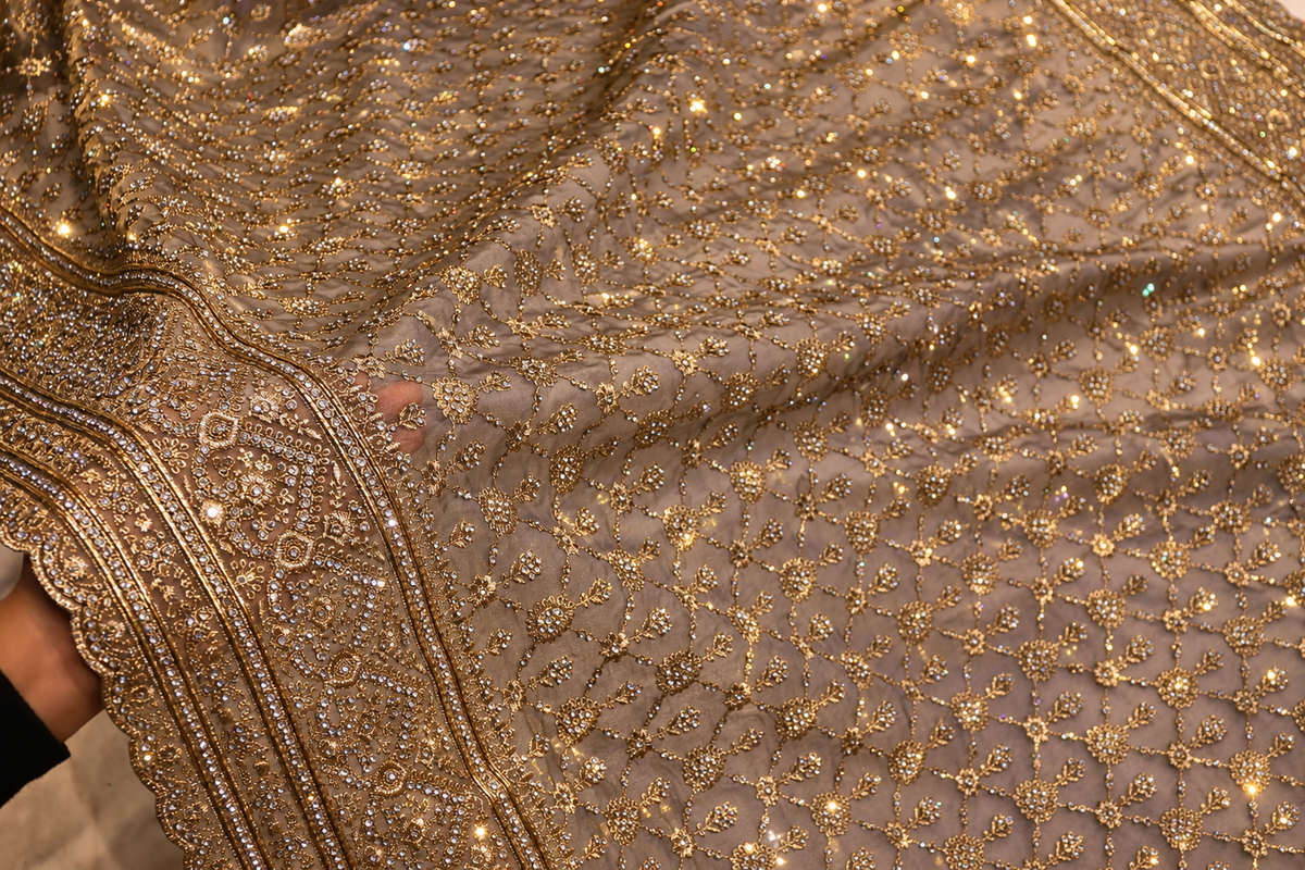 "The Exquisite Champagne Taupe" Premium Designer Saree