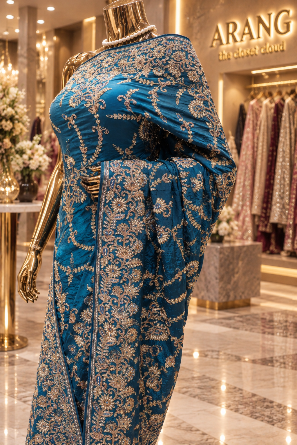 “The Cerulean Blue" Luxurious Wedding Wear Saree