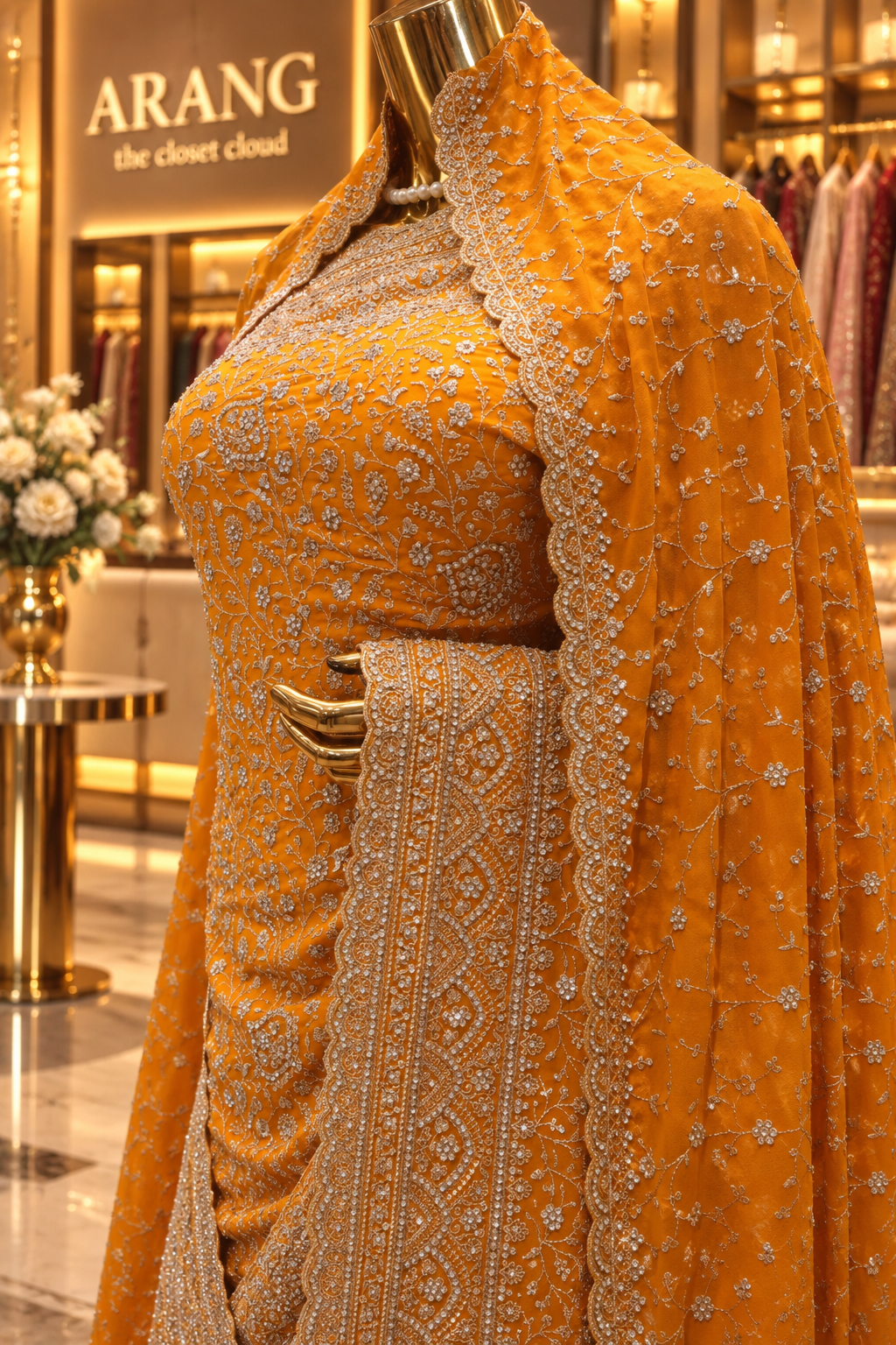 "The Royal Yellow" Premium Designer Saree with Veil