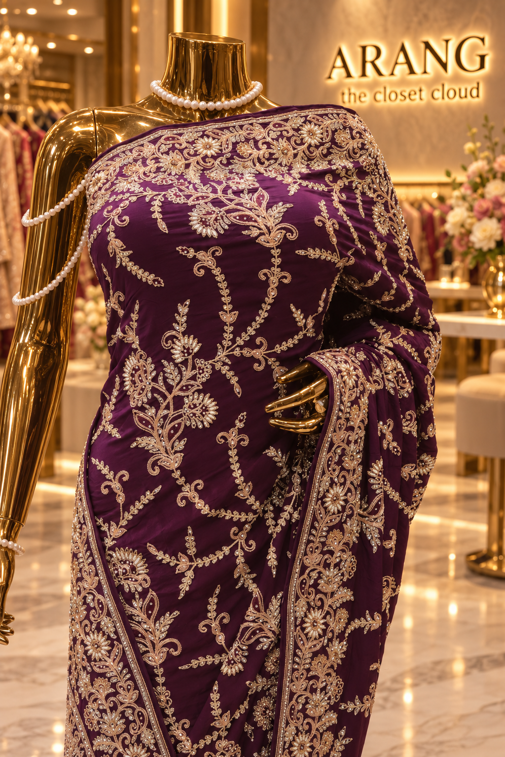 “The Plum Purple " Luxurious Wedding Wear Saree