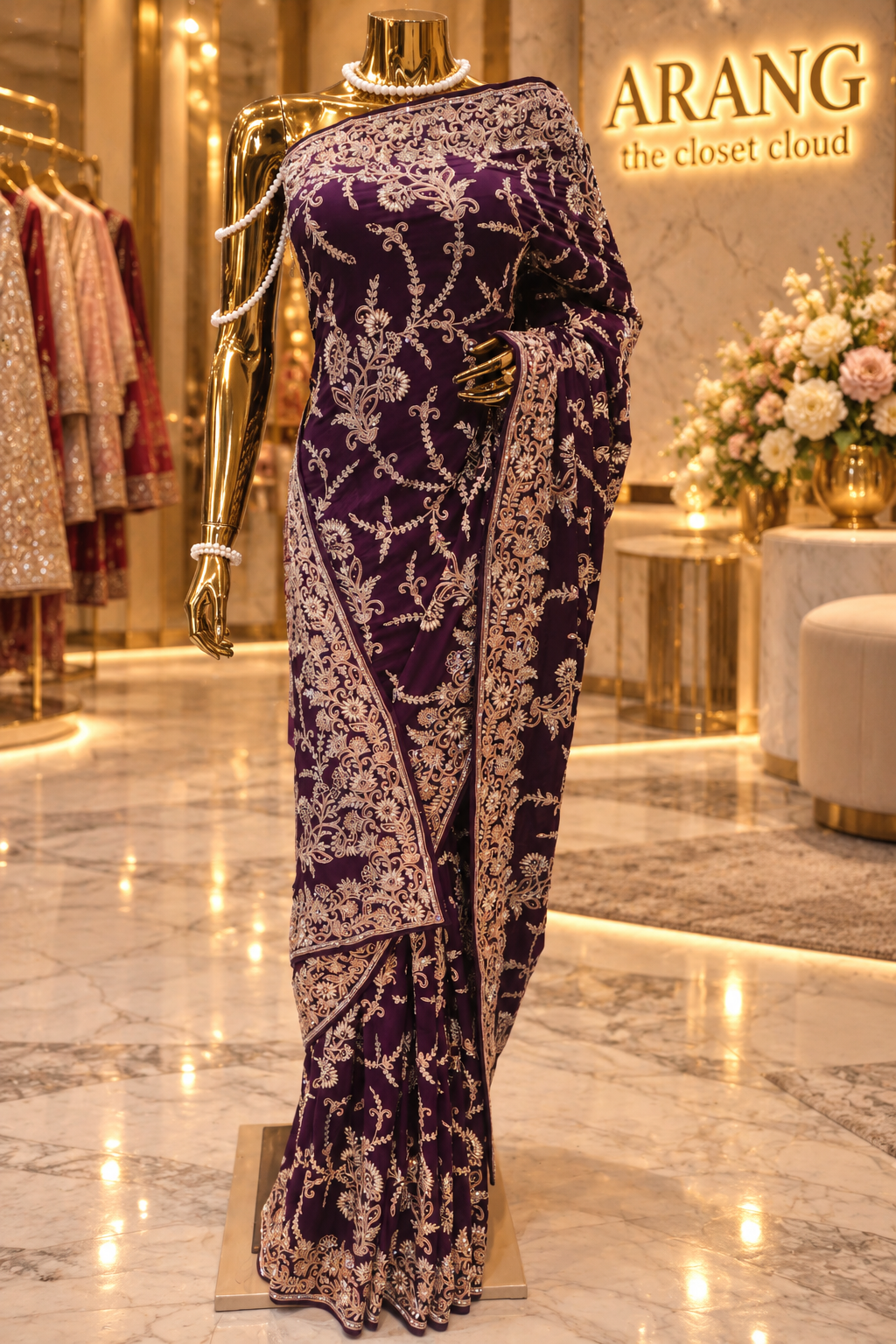“The Plum Purple " Luxurious Wedding Wear Saree