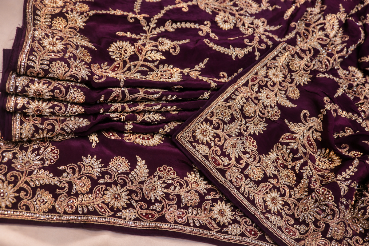 “The Plum Purple " Luxurious Wedding Wear Saree