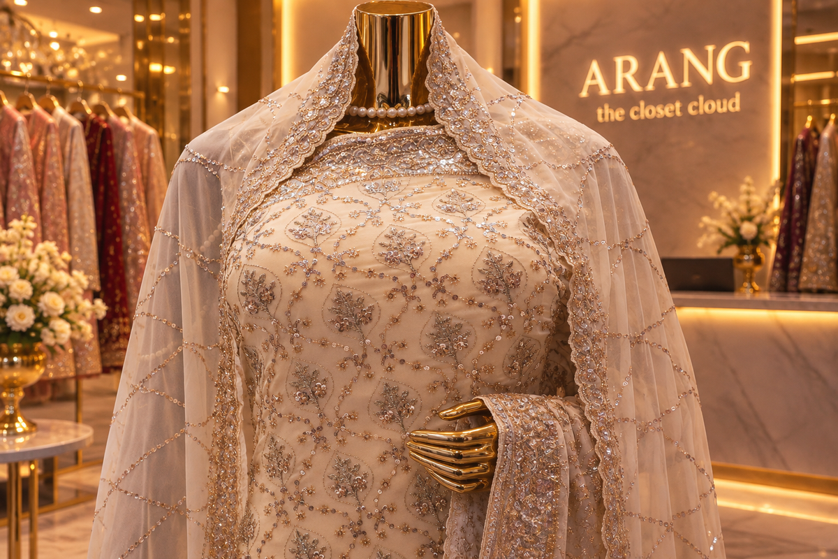 "The Ivory White" Premium Designer Saree with Veil
