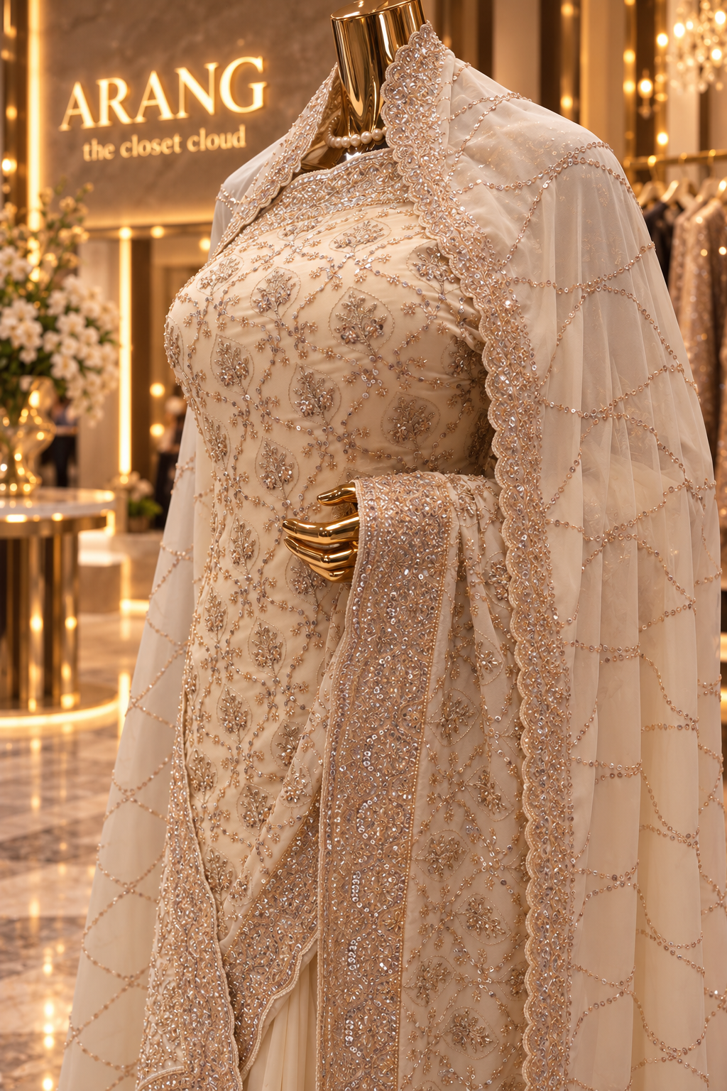 "The Ivory White" Premium Designer Saree with Veil