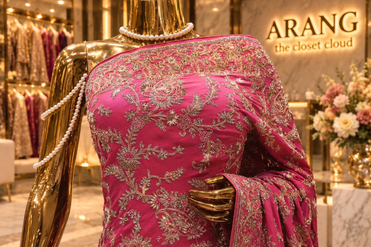"The Deep Rose Pink" Premium Wedding Wear Saree