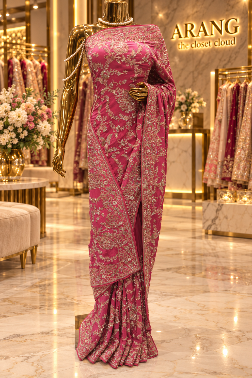 "The Deep Rose Pink" Premium Wedding Wear Saree