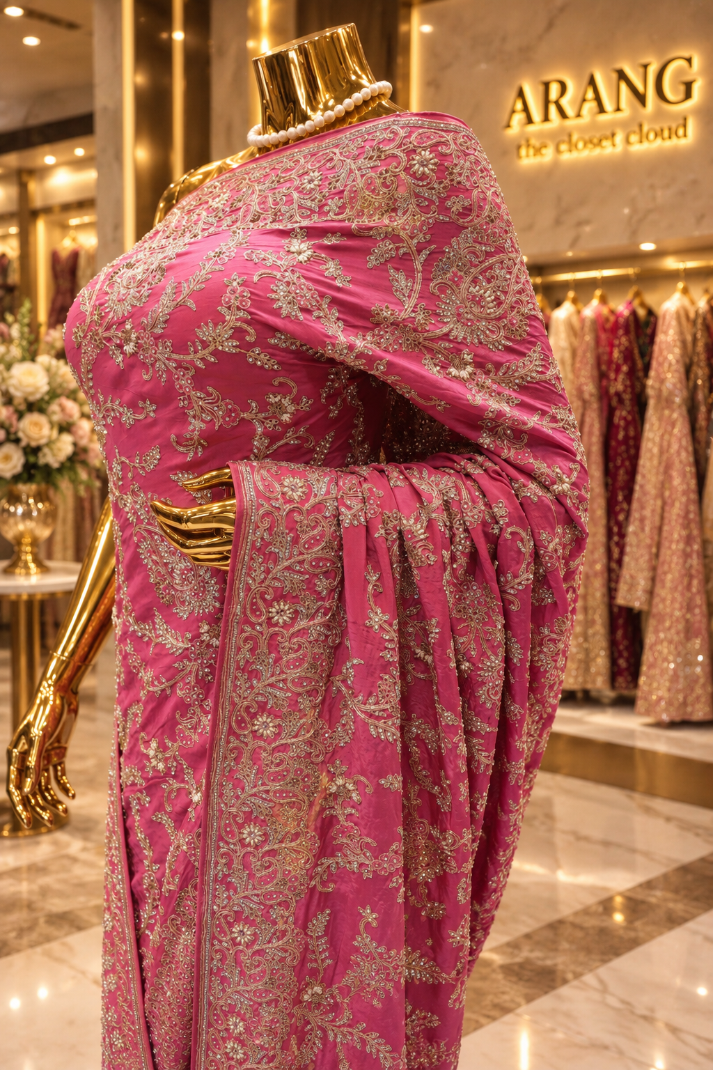 "The Deep Rose Pink" Premium Wedding Wear Saree