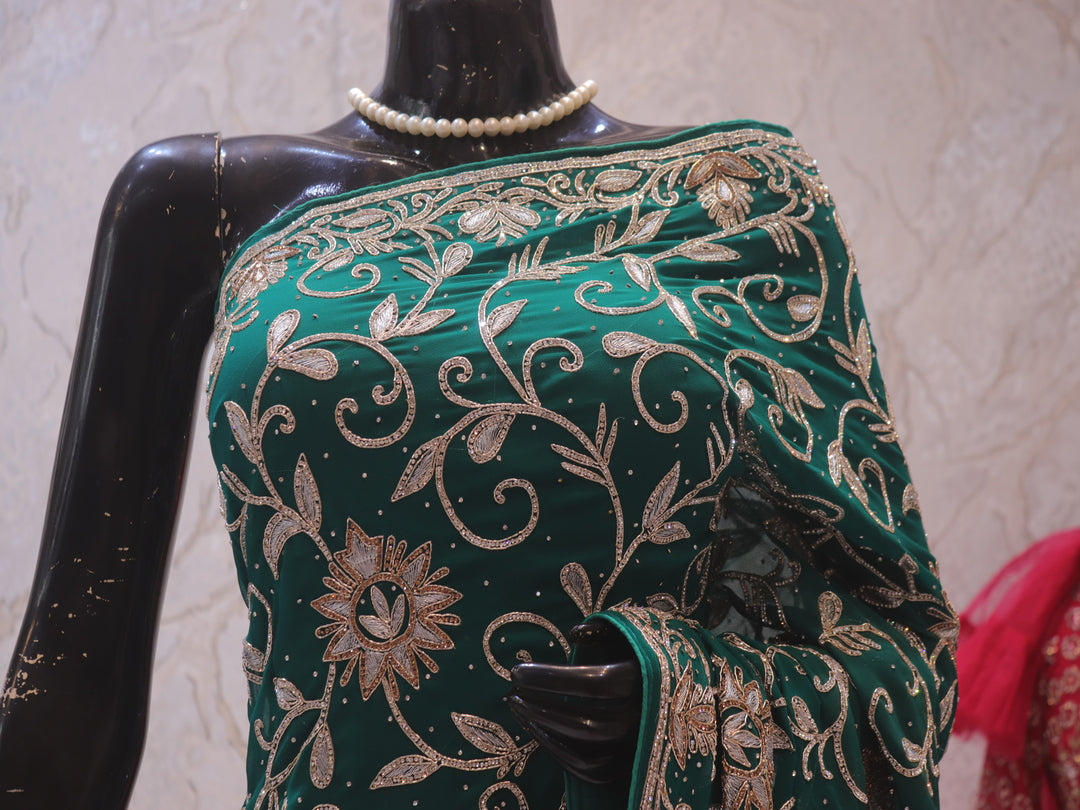 “The Persian Green” Premium Handcrafted Saree