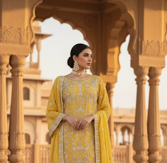 The Designer Luxury Farshi Style Semi-Stitched Gharara
