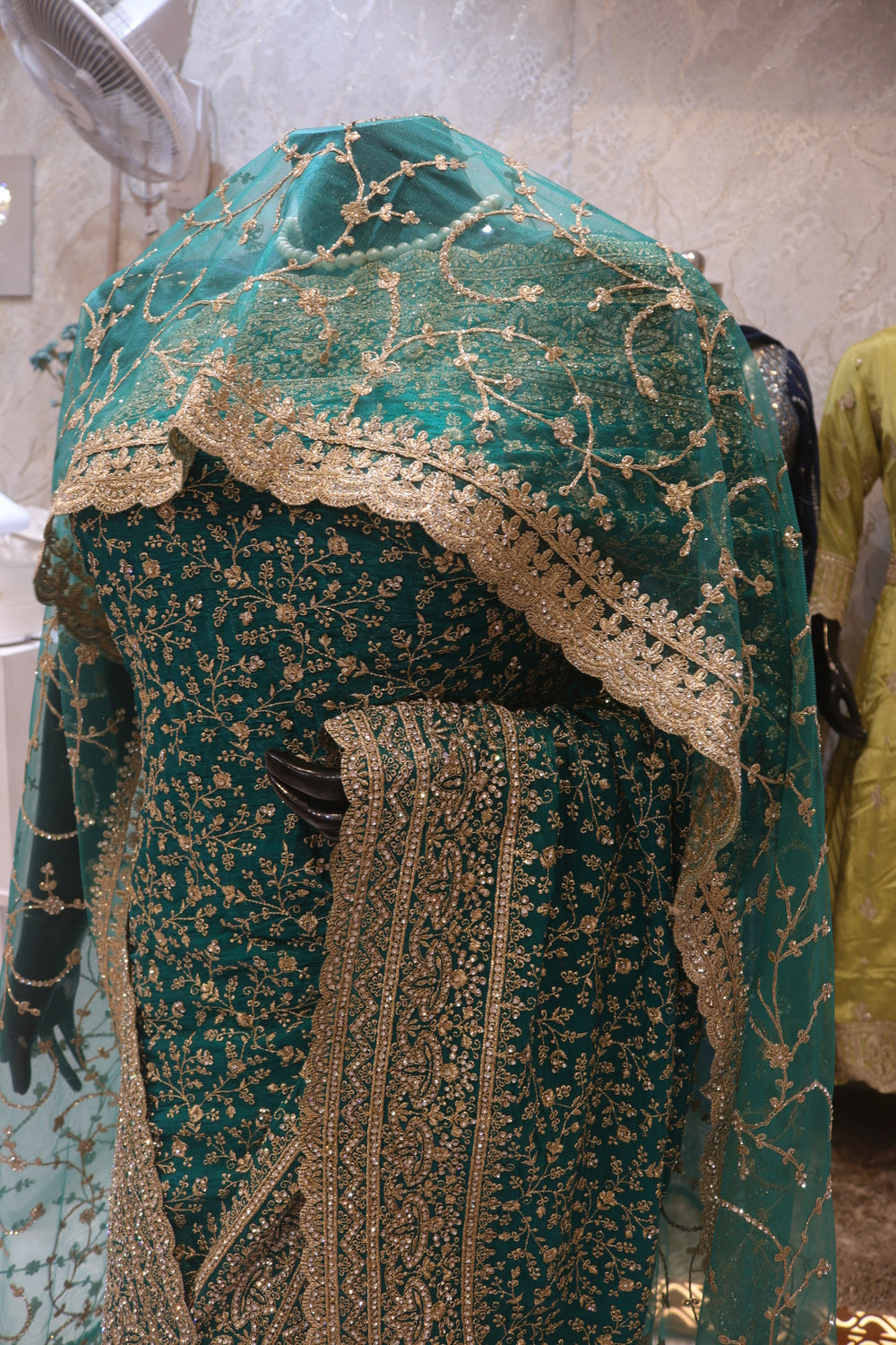 "The Zirconium Green" Premium Bridal Saree With Veil