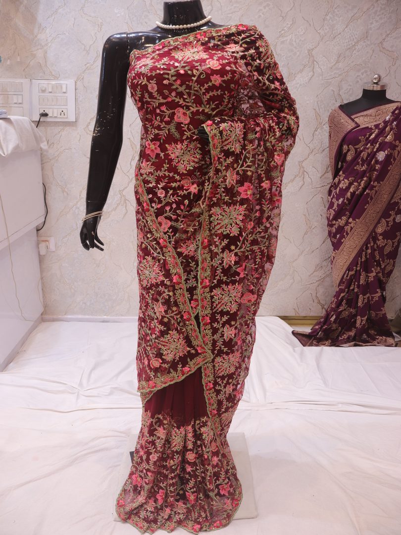 “The Heather Maroon” Premium Designer Saree