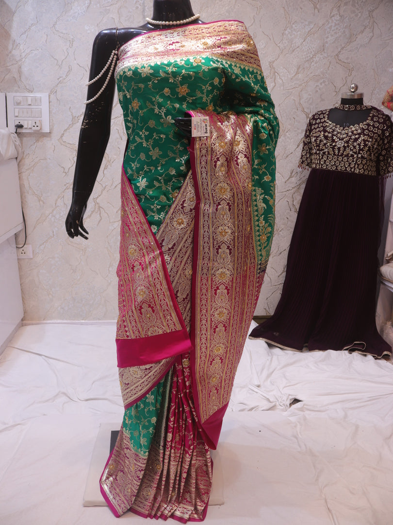 “The Persian Green Duet” Premium Banarasi Silk Saree