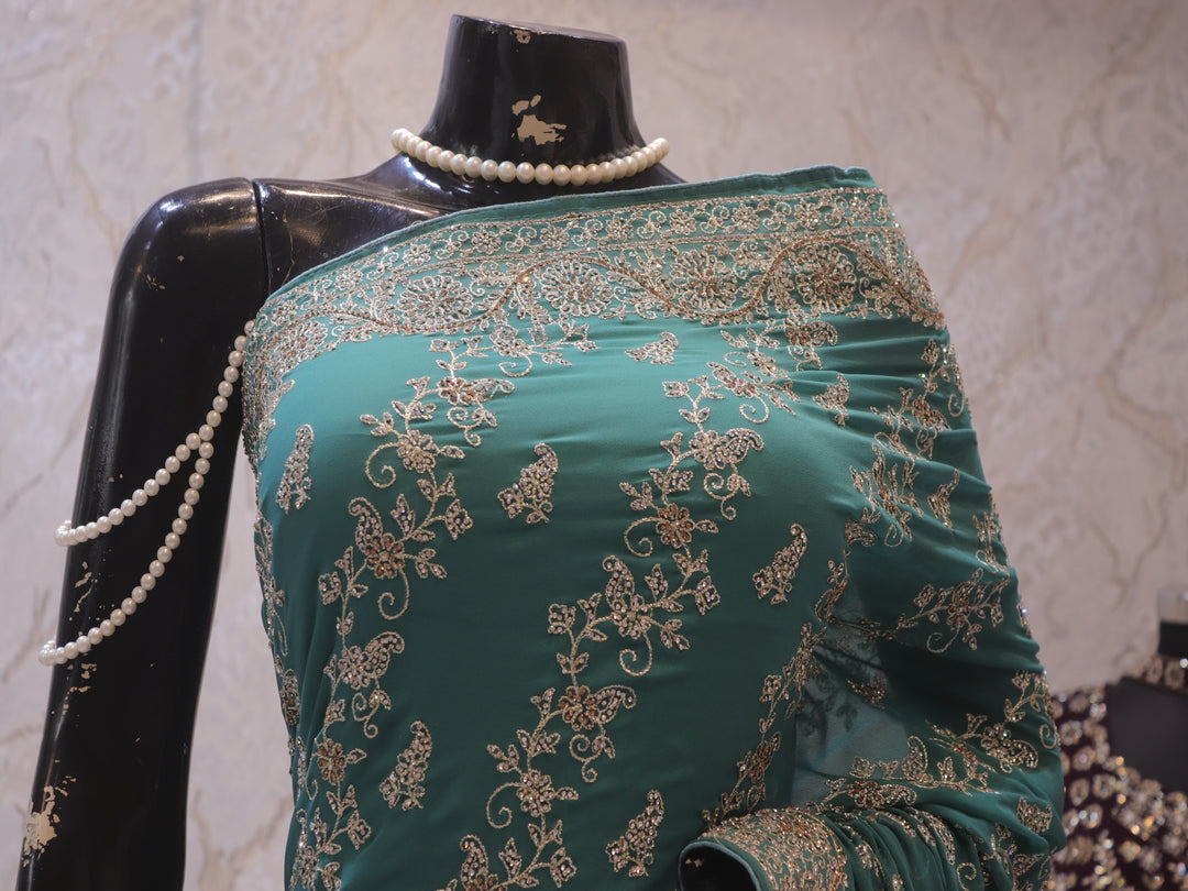 “The Winter Green” Premium Designer Saree