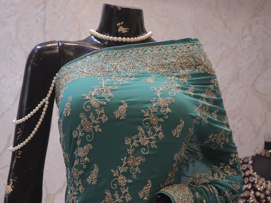 “The Winter Green” Premium Designer Saree