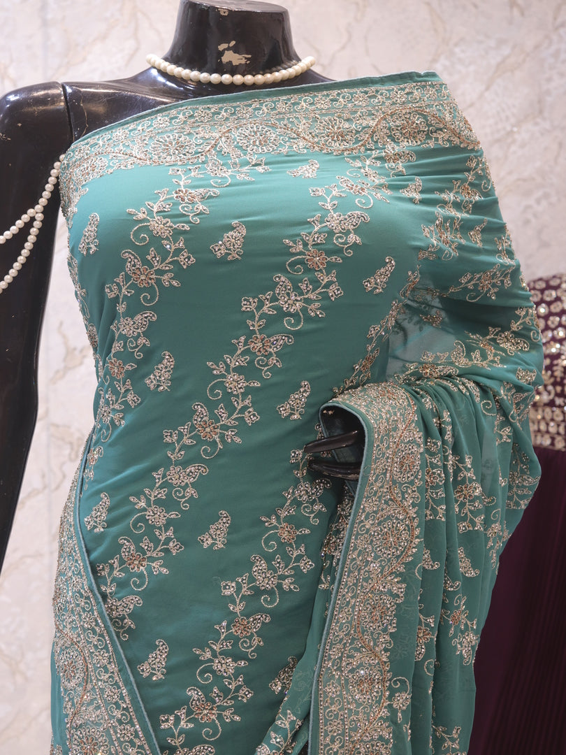 “The Winter Green” Premium Designer Saree