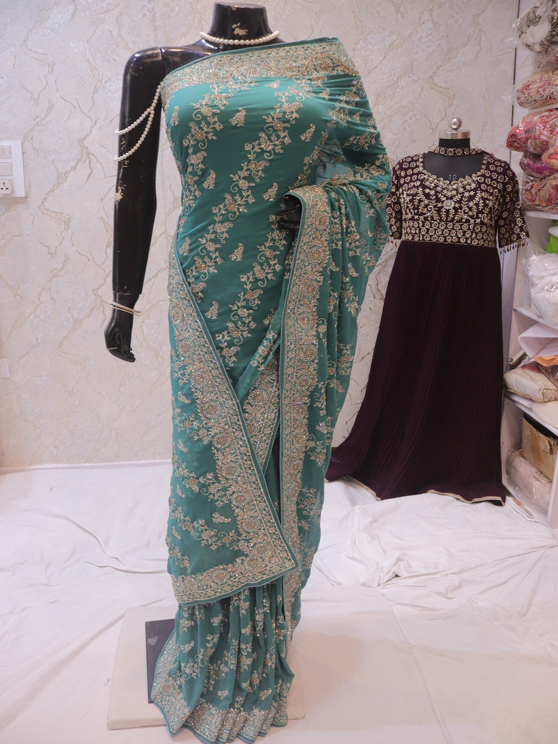 “The Winter Green” Premium Designer Saree