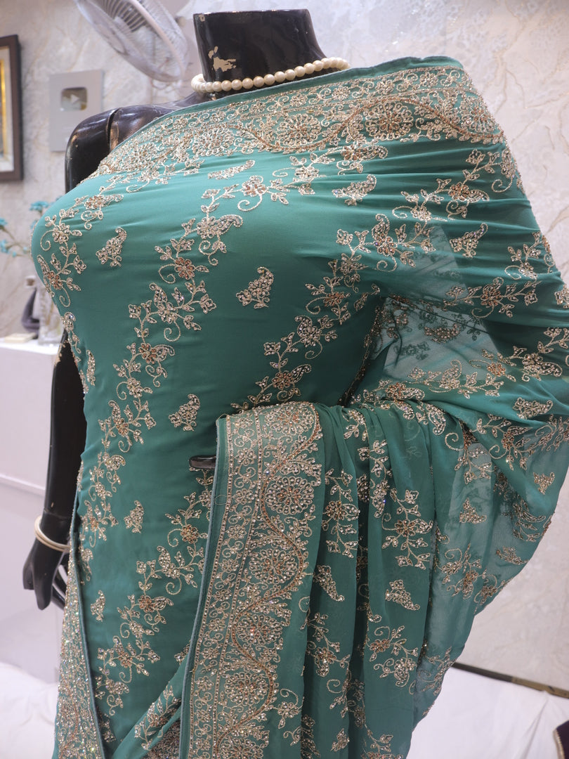 “The Winter Green” Premium Designer Saree