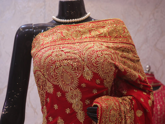 “The Crimson Red” Premium Designer Saree