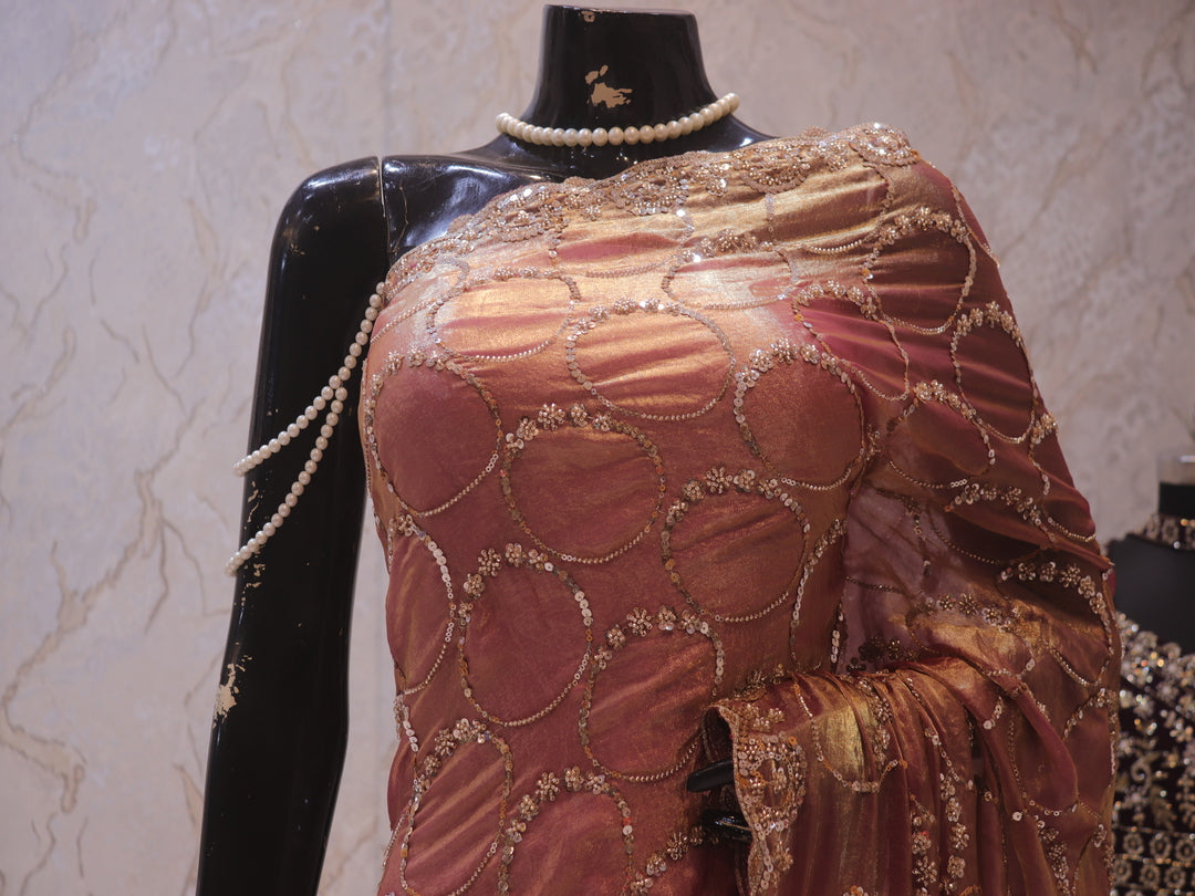 “The Golden Pink” Premium Designer Saree