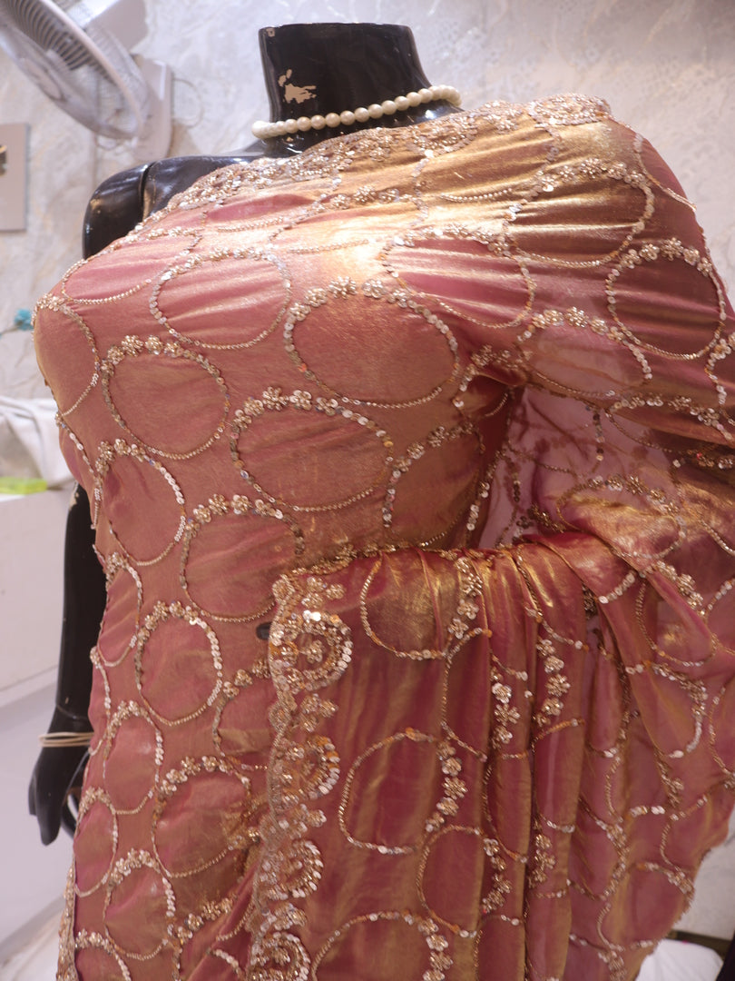 “The Golden Pink” Premium Designer Saree