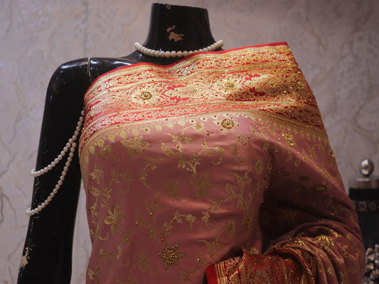 “The Pink Duet” Premium Banarasi Silk Saree