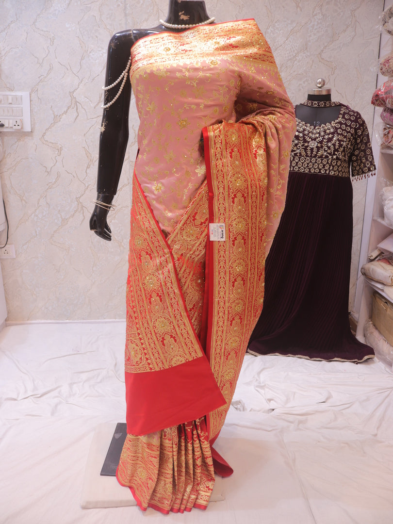 “The Pink Duet” Premium Banarasi Silk Saree