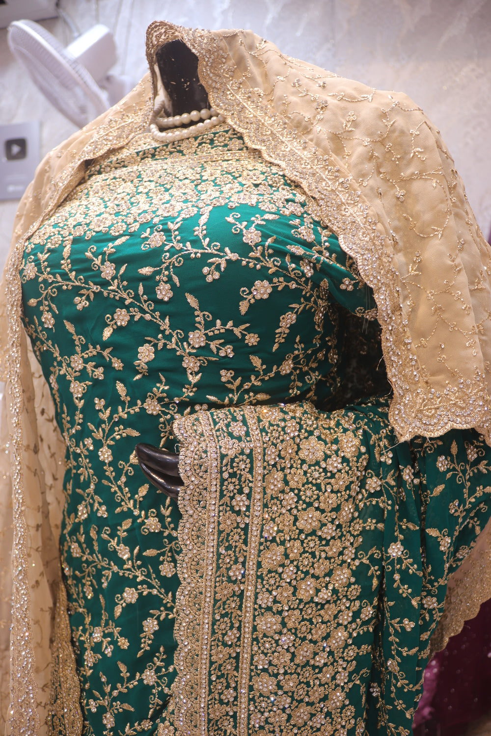 "The Persian Green Duet" Vol 3 Premium Designer Saree with Veil