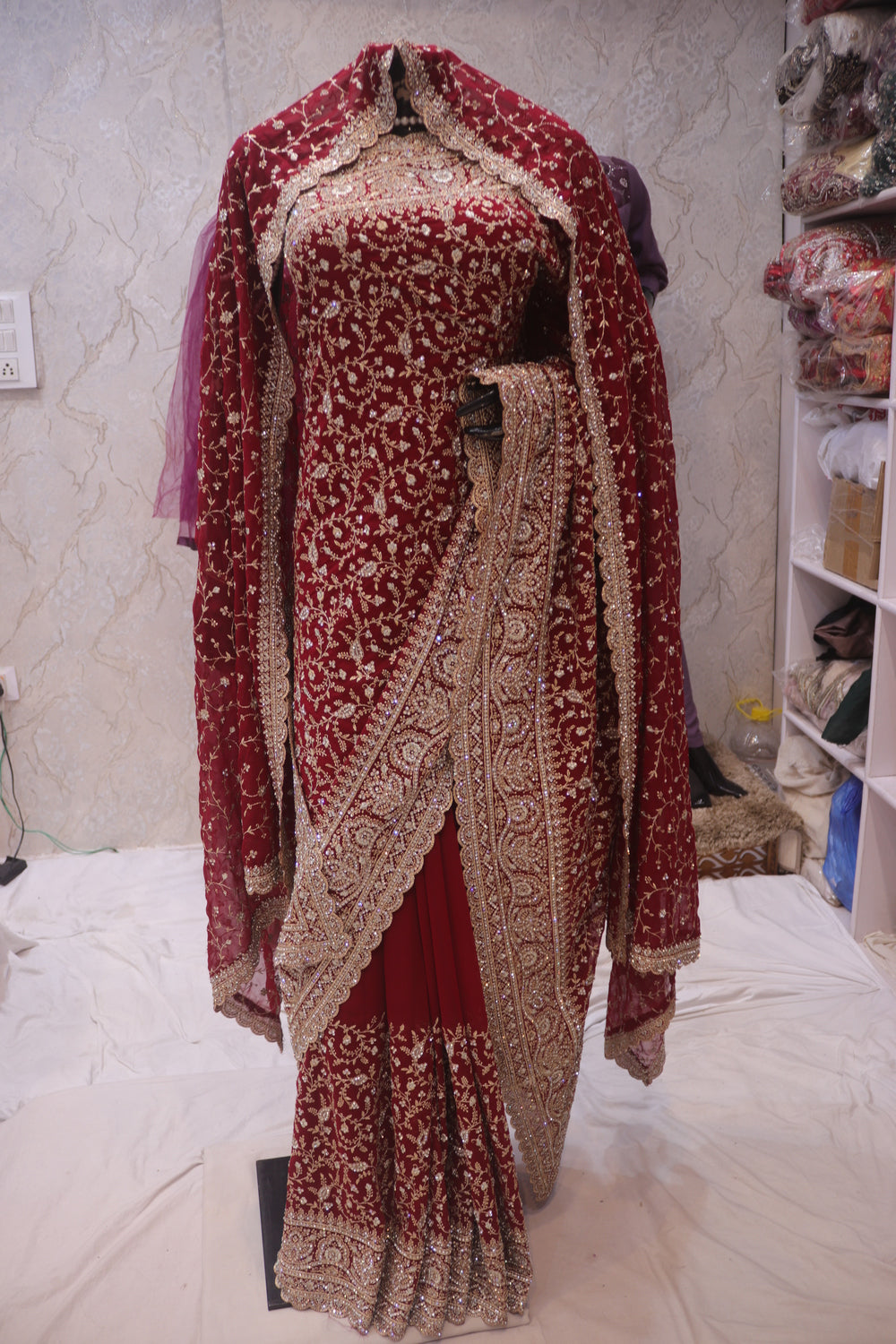 "The Royal Maroon" Vol 2 Bridal Saree with Veil