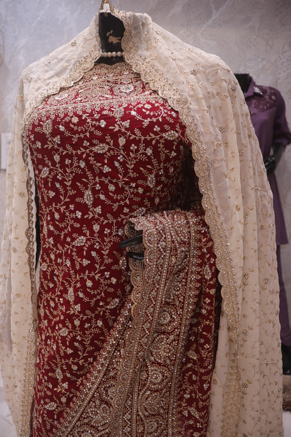 "The Royal Maroon" Bridal Saree with Veil