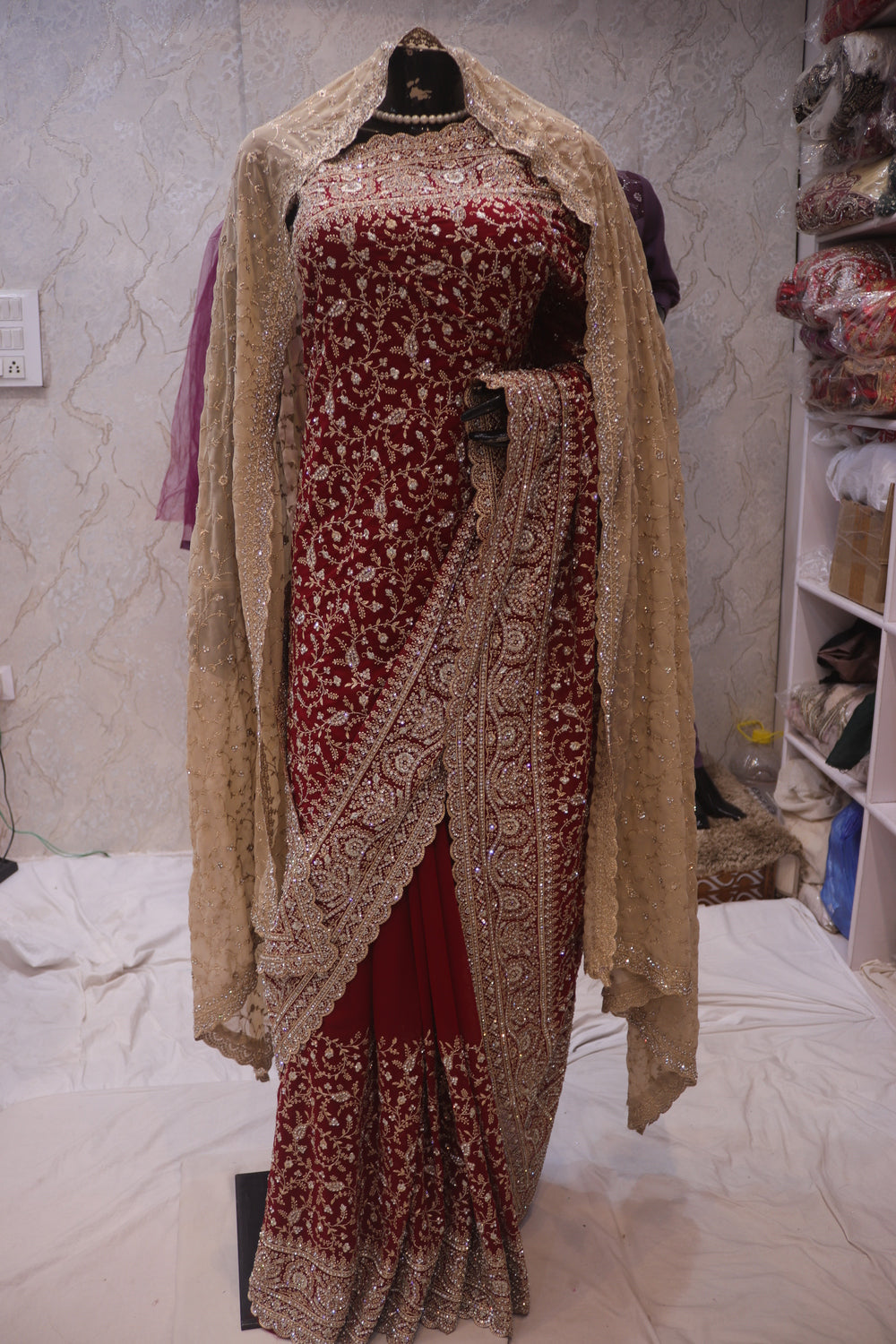 "The Royal Maroon" Vol 2 Bridal Saree with Veil
