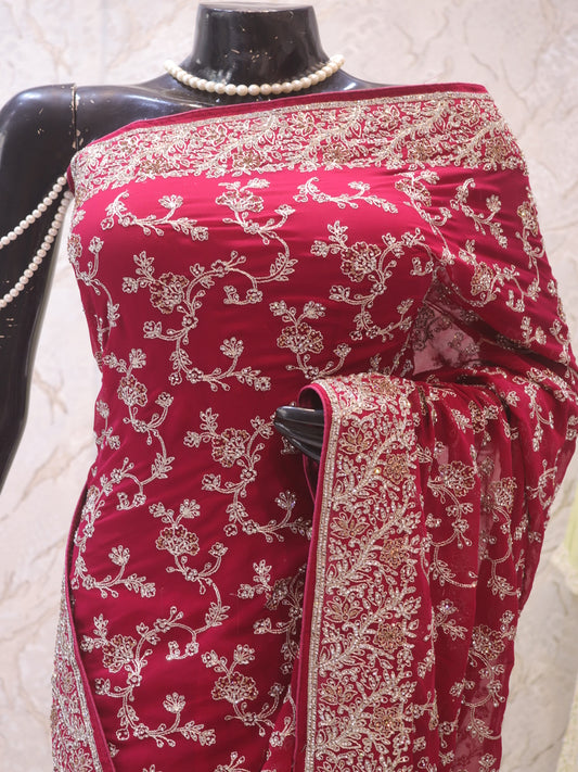 “The Raspberry Sorbet” Premium Designer Saree
