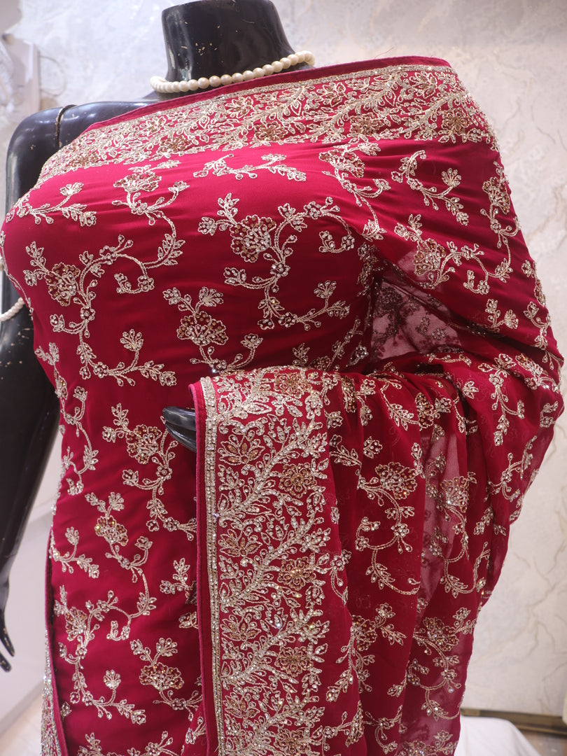 “The Raspberry Sorbet” Premium Designer Saree