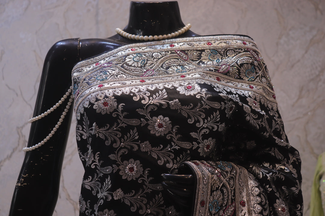 “The Midnight Black” Premium Banarasi Silk Saree
