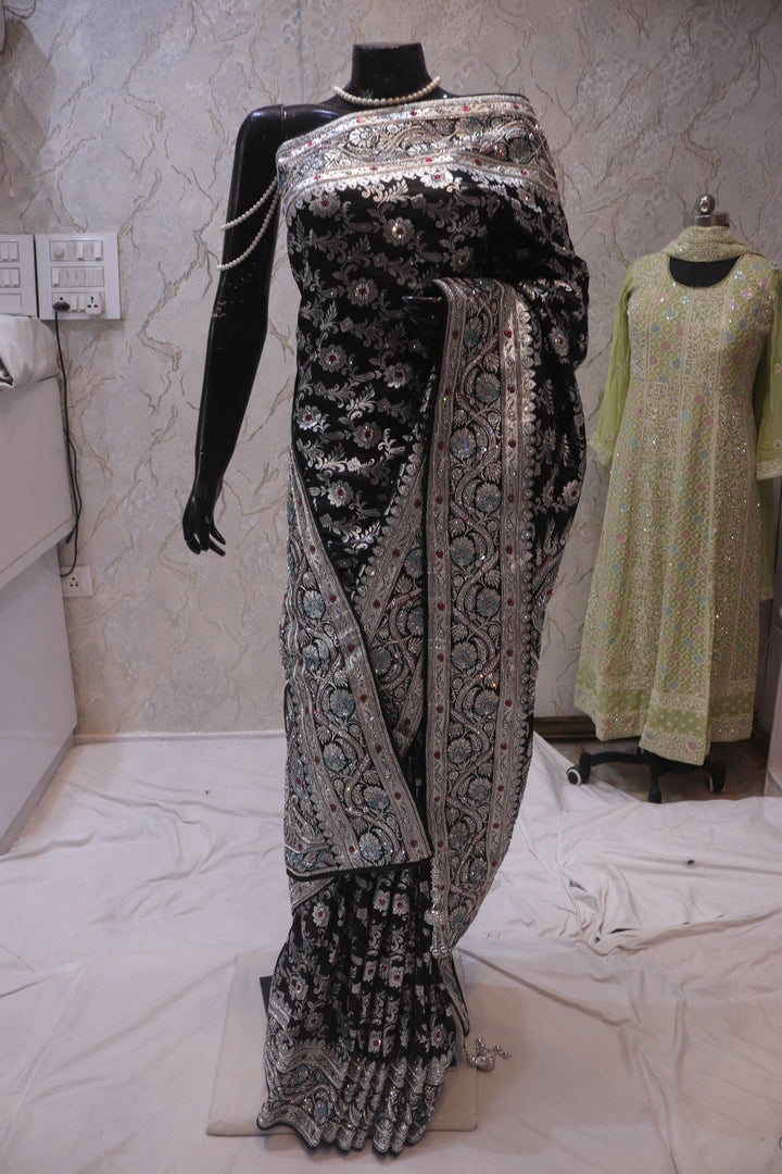 “The Midnight Black” Premium Banarasi Silk Saree