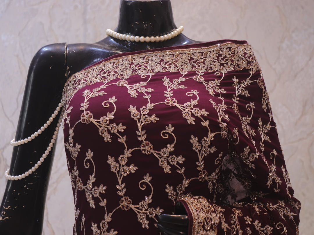 “The Mulberry Splash” Premium Designer Saree