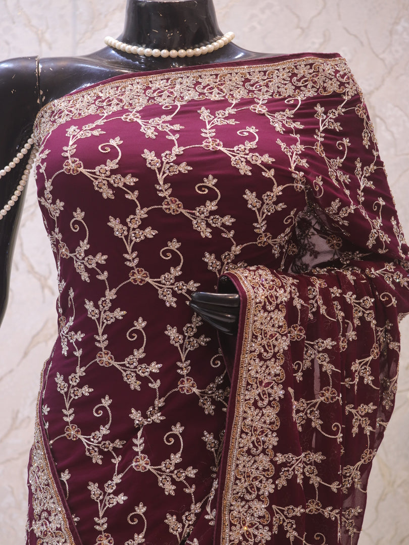 “The Mulberry Splash” Premium Designer Saree