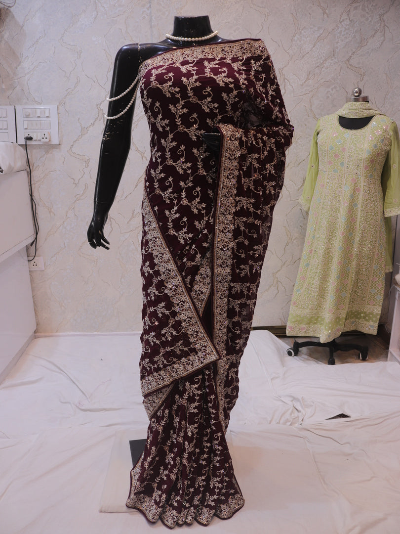 “The Mulberry Splash” Premium Designer Saree