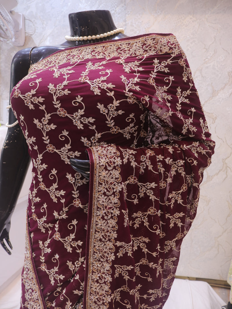 “The Mulberry Splash” Premium Designer Saree