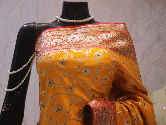 “The Golden Yellow” Premium Banarasi Silk Saree