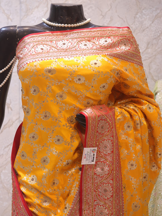 “The Golden Yellow” Premium Banarasi Silk Saree