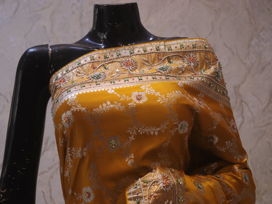 “The Golden Yellow” Premium Banarasi Silk Saree