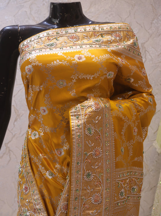 “The Golden Yellow” Premium Banarasi Silk Saree