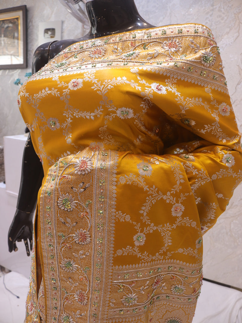 “The Golden Yellow” Premium Banarasi Silk Saree