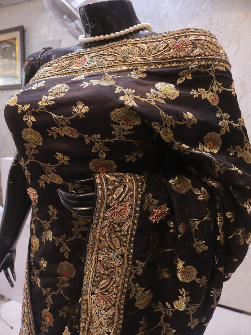 “The Raven Black” Premium Banarasi Silk Saree