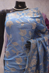 "The Light Steel Blue" Banarasi Dupian Silk Saree