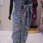 "The Light Steel Blue" Banarasi Dupian Silk Saree