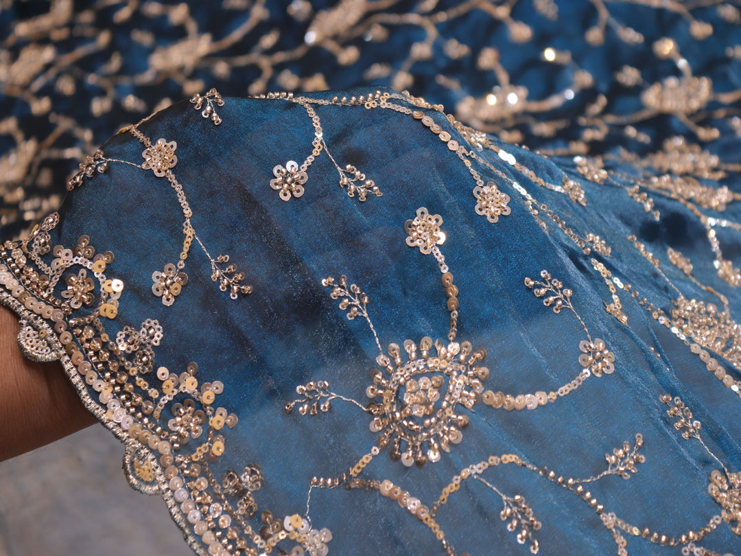 “The Prussian Blue” Premium Designer Saree