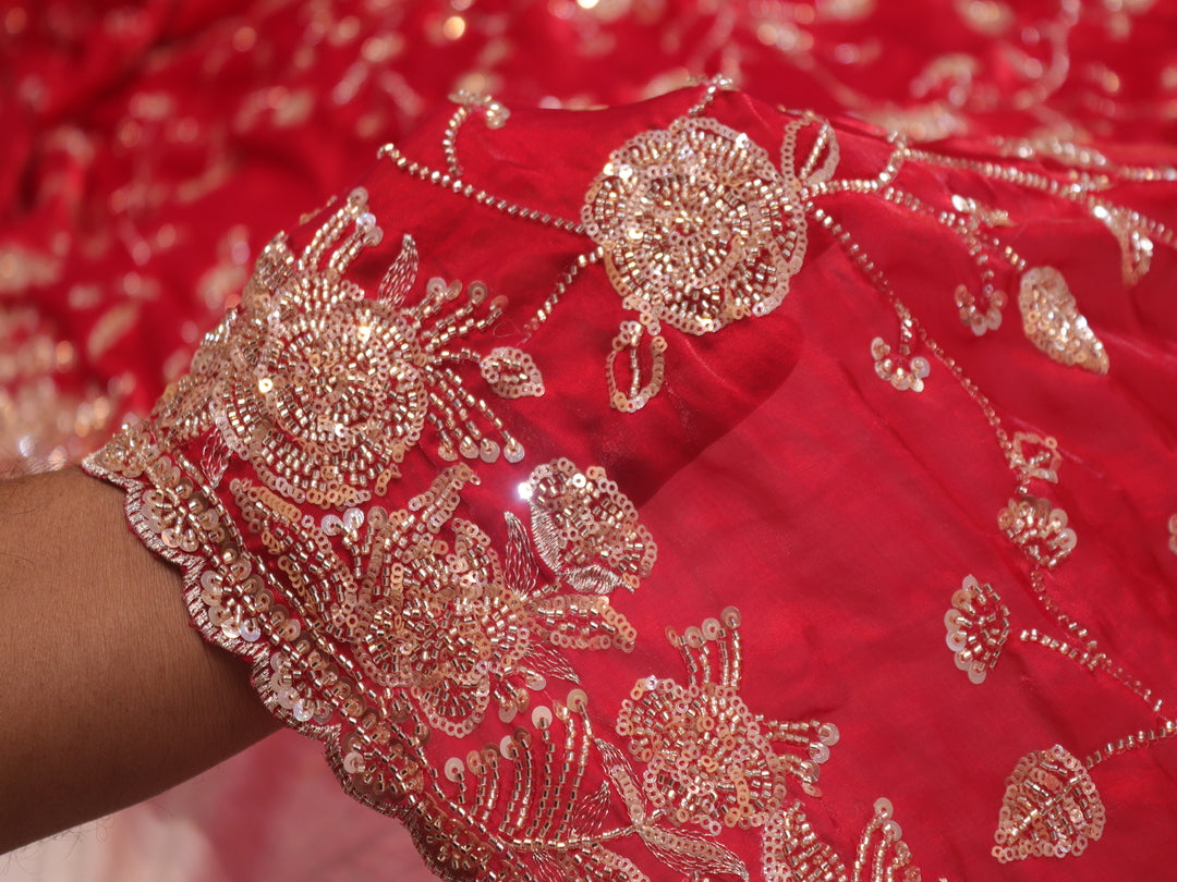 “Royal Elegance Fendi Fabric Saree in Raspberry Sorbet”