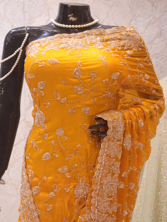 “The True Yellow” Premium Designer Saree