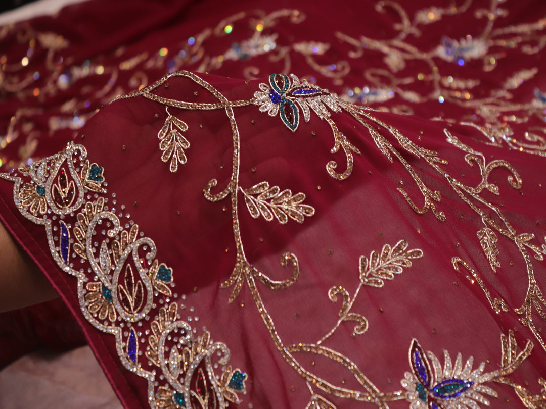 “The Deep Maroon” Premium Handcrafted Designer Saree